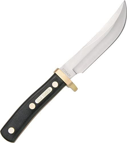 Old Timer Woodsman Knife Full Tang Fixed Blade with Leather Sheath