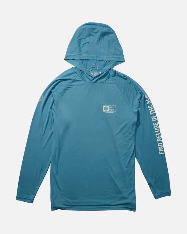 Salty Crew Mariner Hood Tech Tee Azul Blue