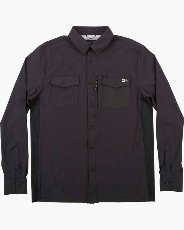 Salty Crew Charter LS Tech Woven Tee Black
