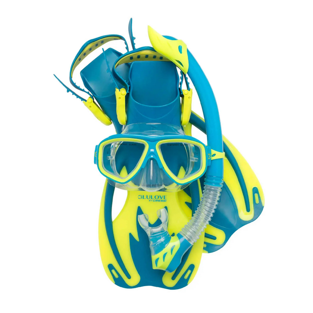 Rocks Junior Mask/Snorkel/Fins Set Blue/Lime