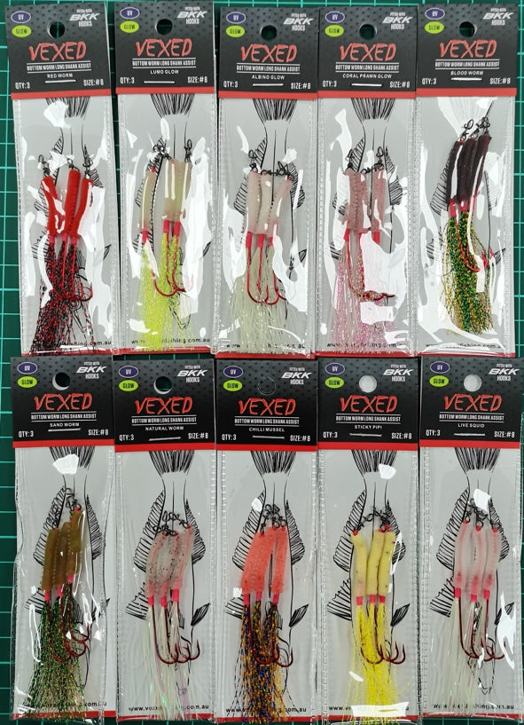 Vexed Bottom Worm Long Shank Assist 3-pack