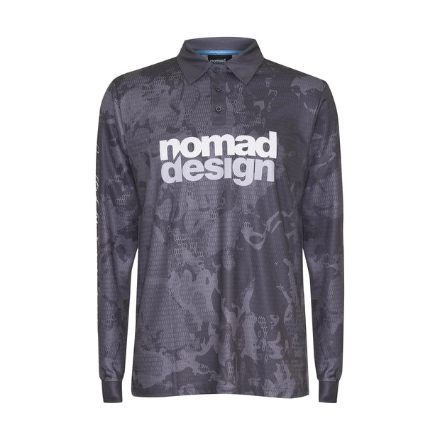 Nomad Design Collared Fishing Jersey Charcoal Camo