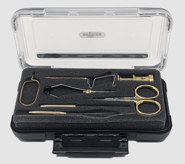 Dr Slick TYER Fly Tying Tool Set in Fly Box 7-piece Gold