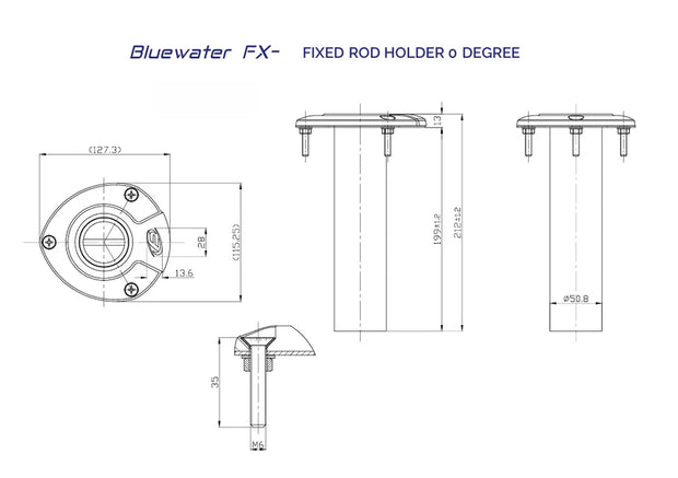 Exploding Fish Bluewater Rod Holder Fixed 0 Degrees