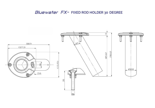 Exploding Fish Bluewater Rod Holder Fixed 30 Degrees