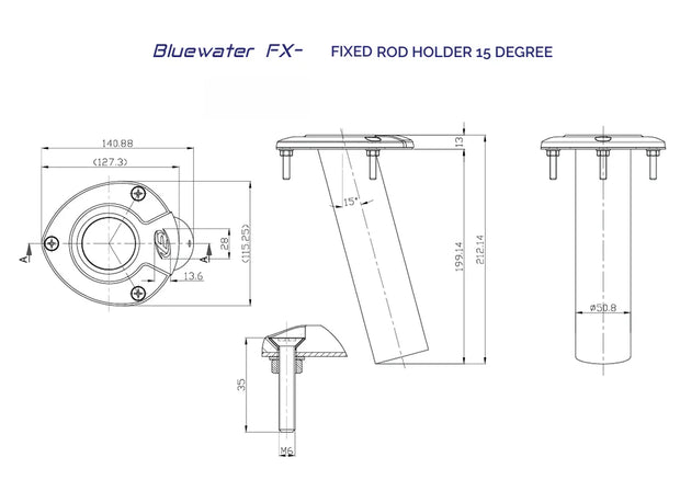 Exploding Fish Bluewater Rod Holder Fixed 15 Degrees