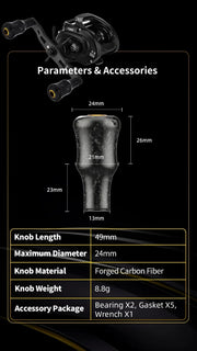 Gomexus Carbon Knob 24mm Black Silver