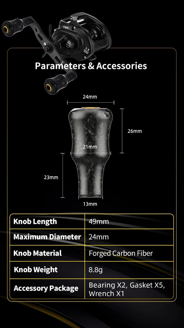 Gomexus Carbon Knob 24mm Black Silver