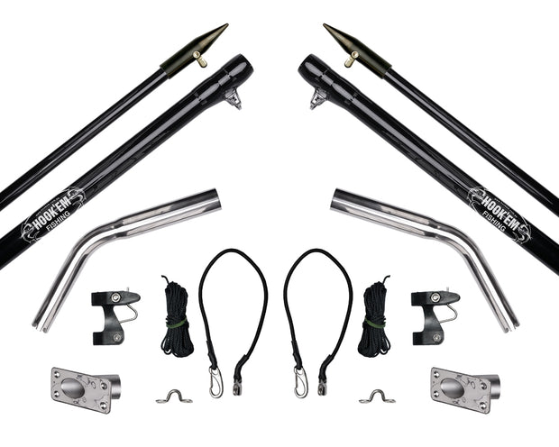 Hookem Outrigger Set with Rigging Flush Mount 4.5m 3-piece Black