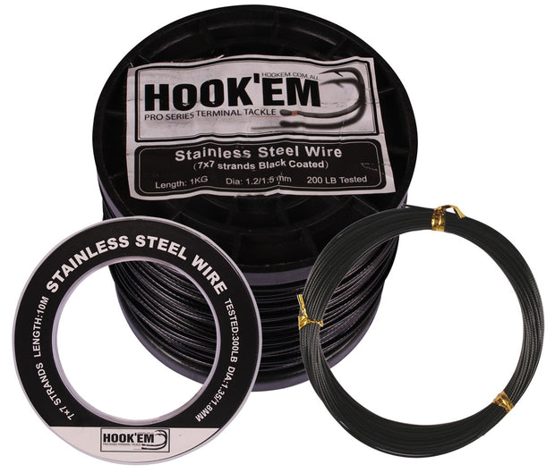 Hookem Wire 49 Strand Black Coated