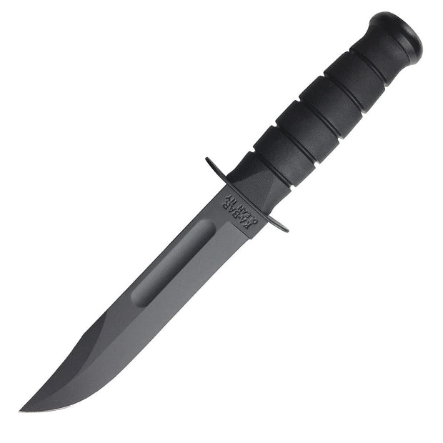 Ka-Bar KB2221 Mark 1 Kraton Handle Knife with Black Leather Sheath Straight Edge