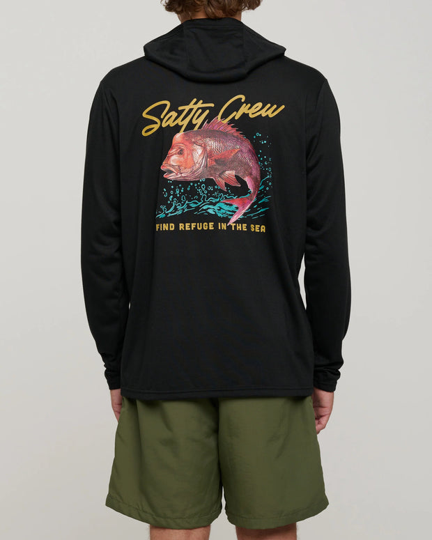 Salty Crew Snapper Hood Sunshirt Black