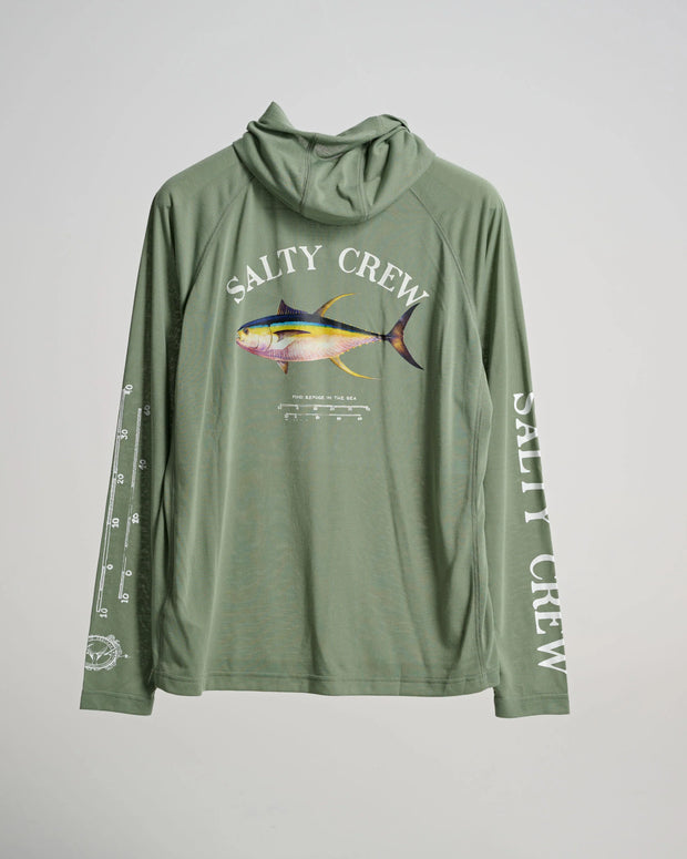 Salty Crew Ahi Mount Hooded Sunshirt Sage Green