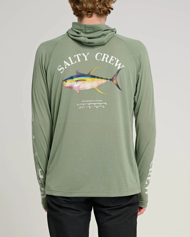 Salty Crew Ahi Mount Hooded Sunshirt Sage Green