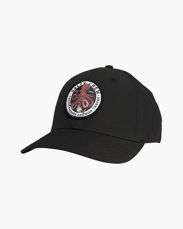 Salty Crew Deep Reach Elastic 6 Panel Hat Black