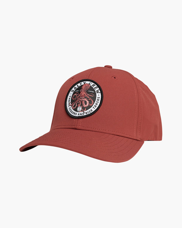 Salty Crew Deep Reach Elastic 6 Panel Hat Mahogany