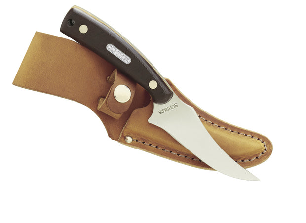 Old Timer Sharpfinger Knife Full Tang Fixed Blade with Leather Sheath