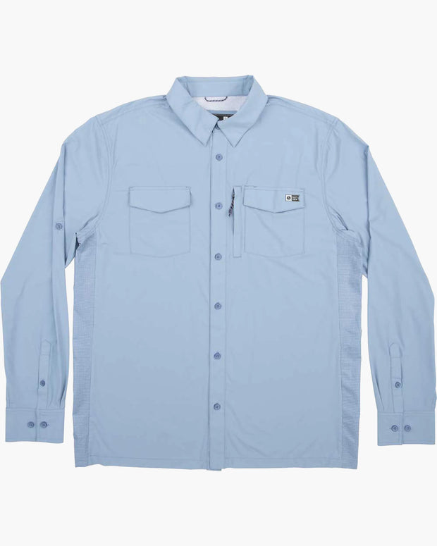 Salty Crew Charter LS Tech Woven Tee Marine Blue