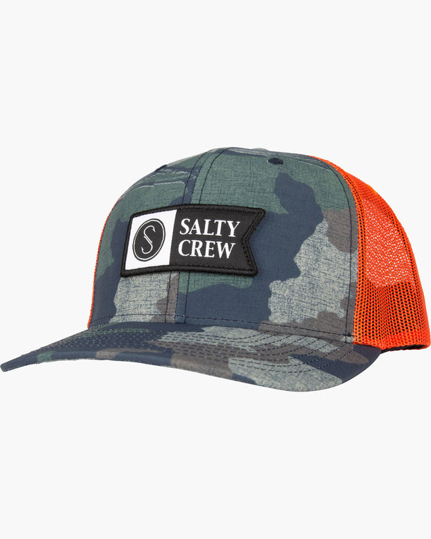 Salty Crew Pinnacle 2 Retro Trucker Hat Camo Orange