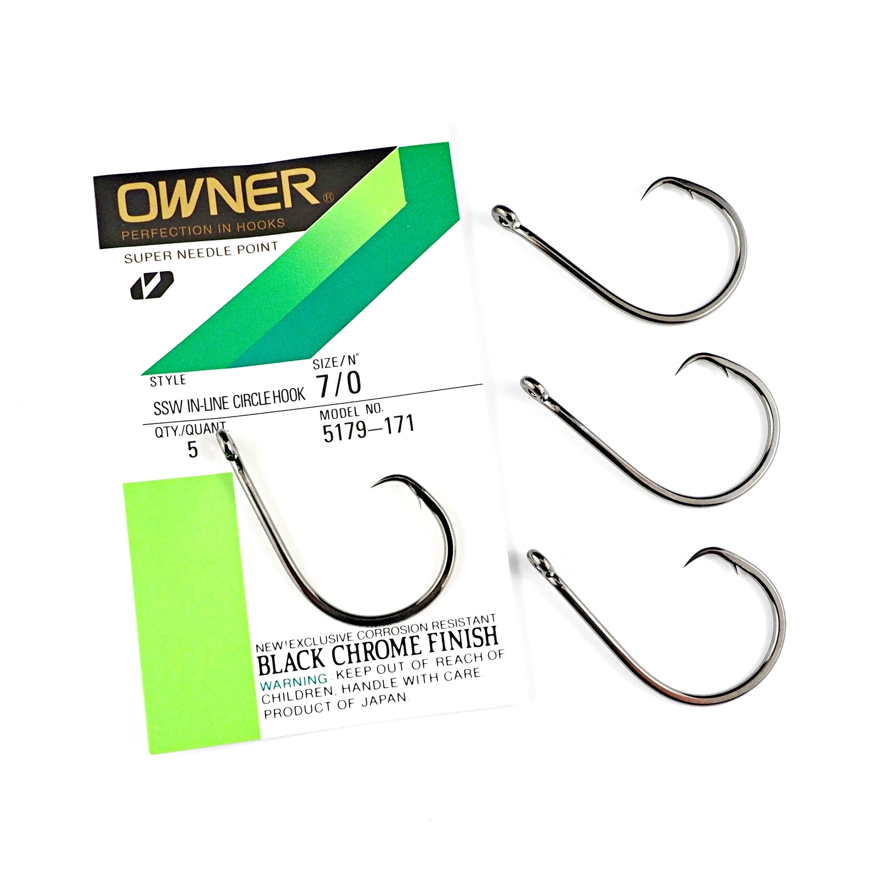 Owner SSW Inline Circle Hooks 7 / 0 5 Pack