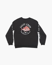 Salty Crew Snap Attack Crew Fleece Jumper Black