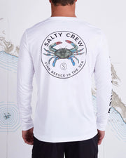 Salty Crew Blue Crabber LS Sunshirt White - TackleWest 