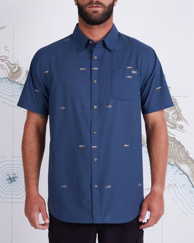 Salty Crew Tight Lines SS Woven Shirt Dark Slate